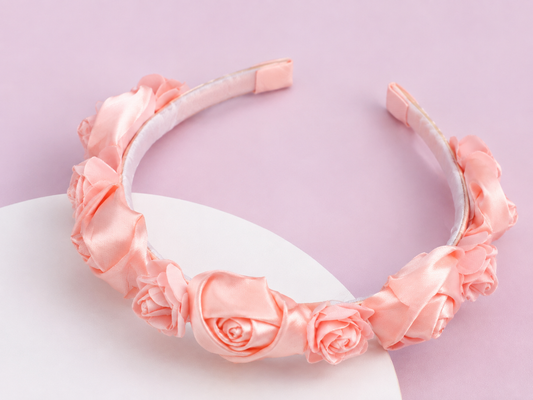 Elegant Peach Floral Rose Headband