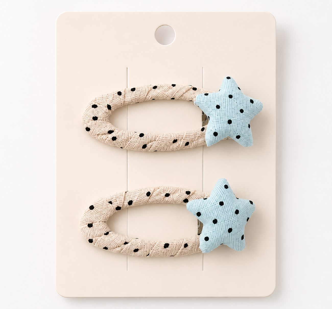 Linen Polka Star Clips