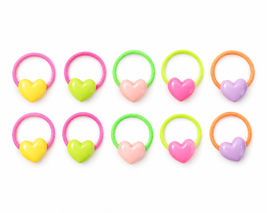 Candy Heart Hair Ties - 5 Pairs