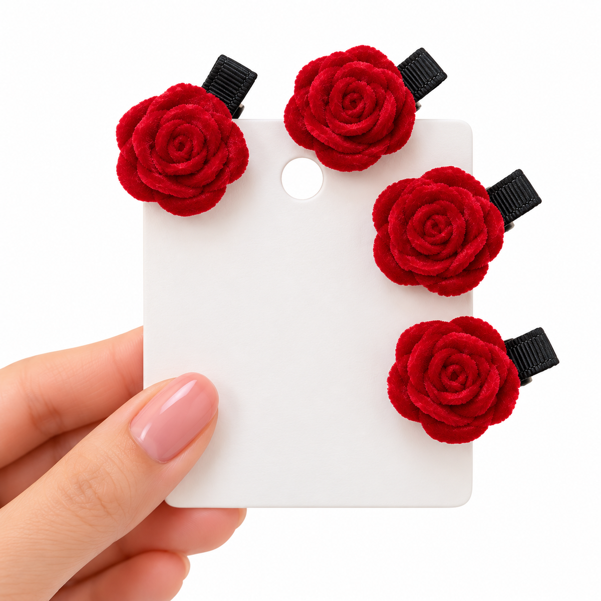 Velvet Rose Hair Clips – Set of 4, view 2