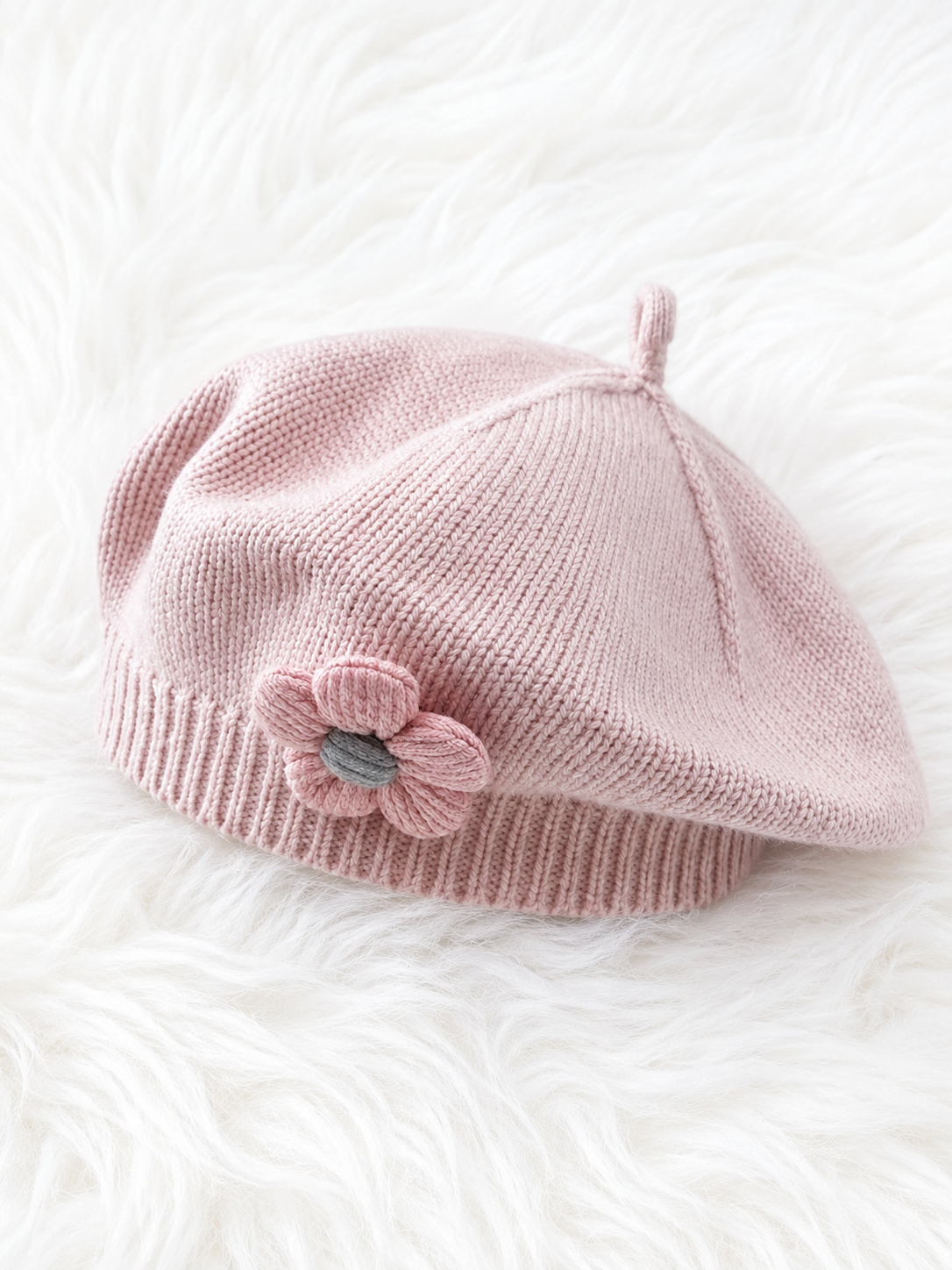 Girls Pink Knit Beret