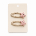 Linen Polka Star Clips in Pink