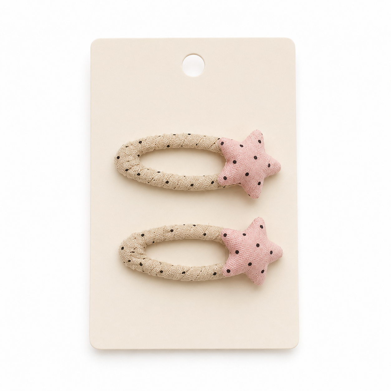Linen Polka Star Clips