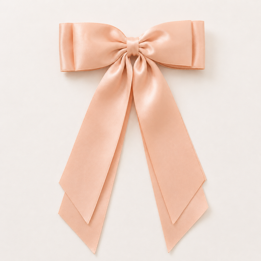 Peach Satin Statement Bow