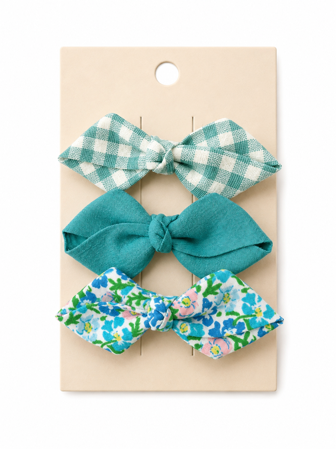 Gingham & Floral Bow Clip Set