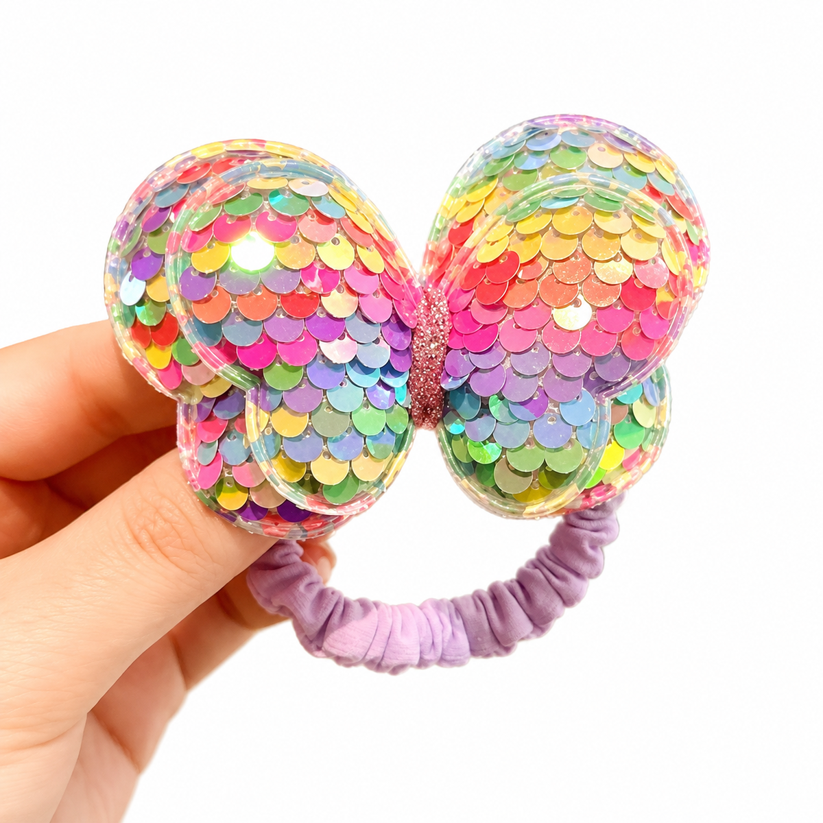 Sequin Butterfly Bow Hair Tie - Single Piece