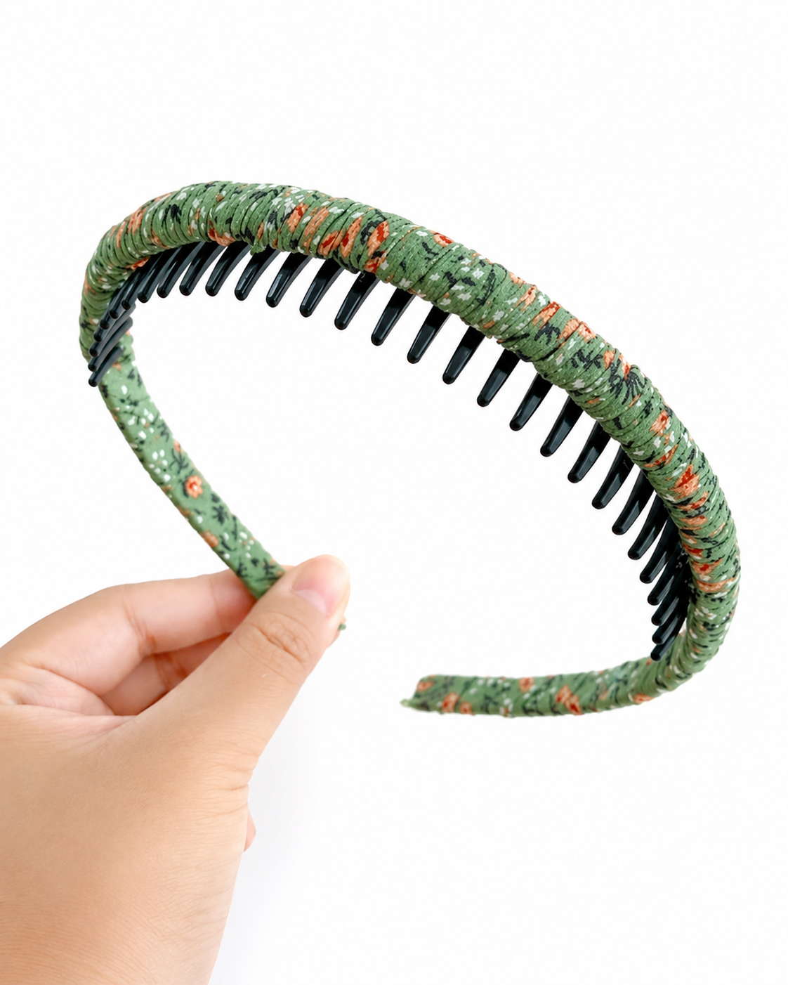 Green Floral Comb Headband