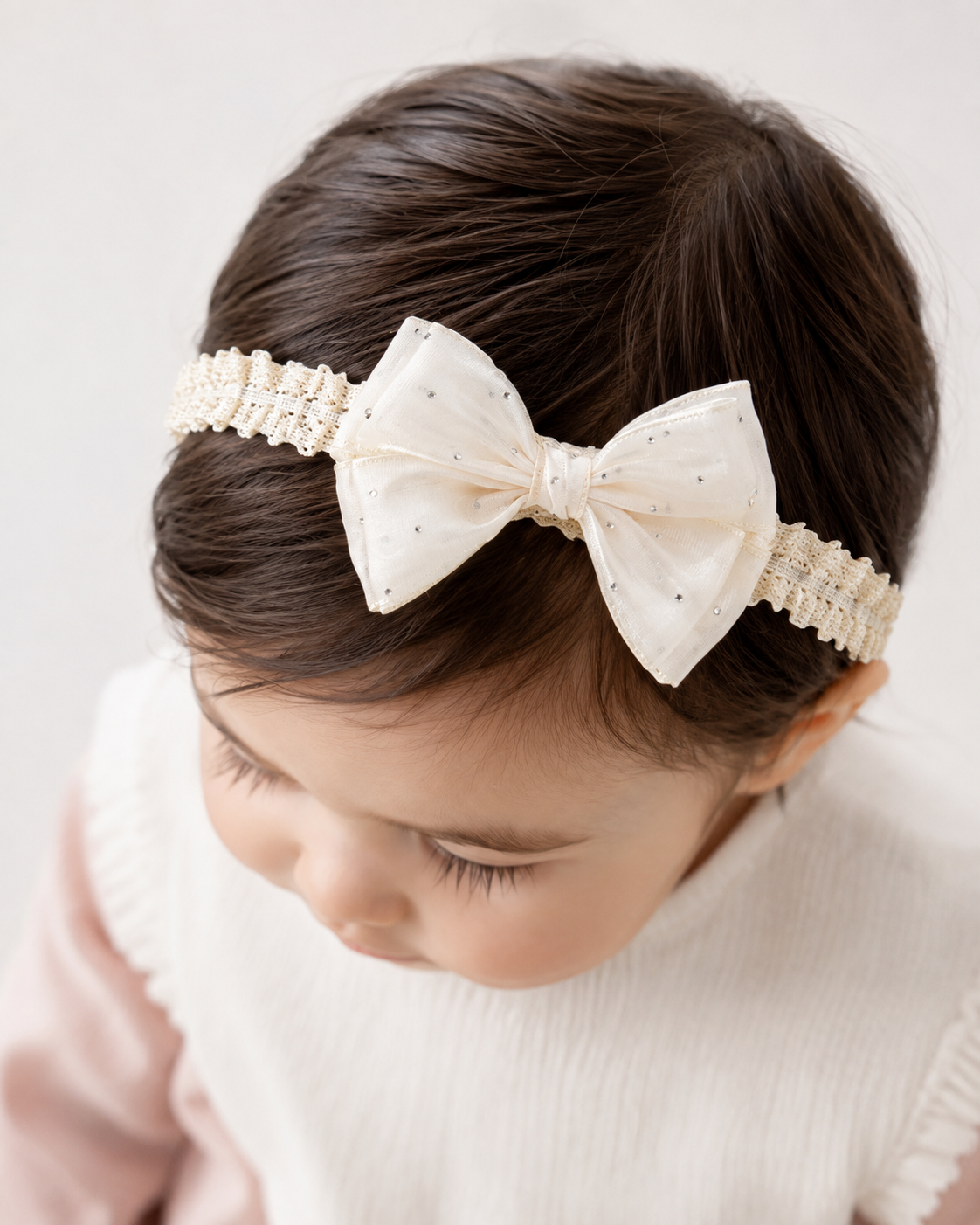 Satin Crystal Bow Baby Headband