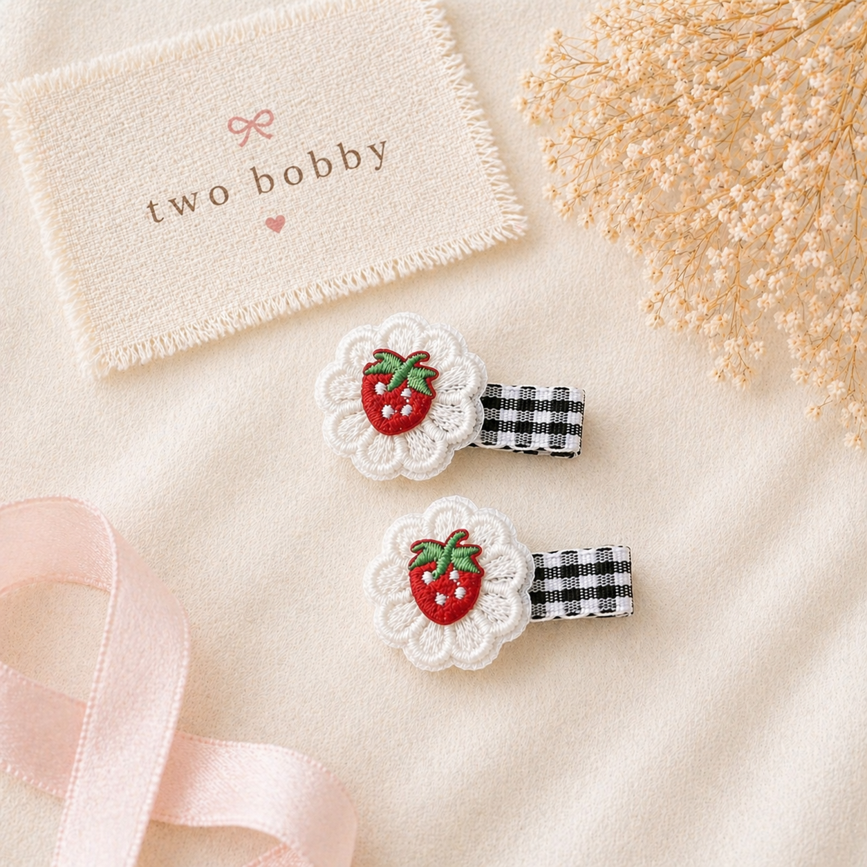 Strawberry Bloom Hair Clips