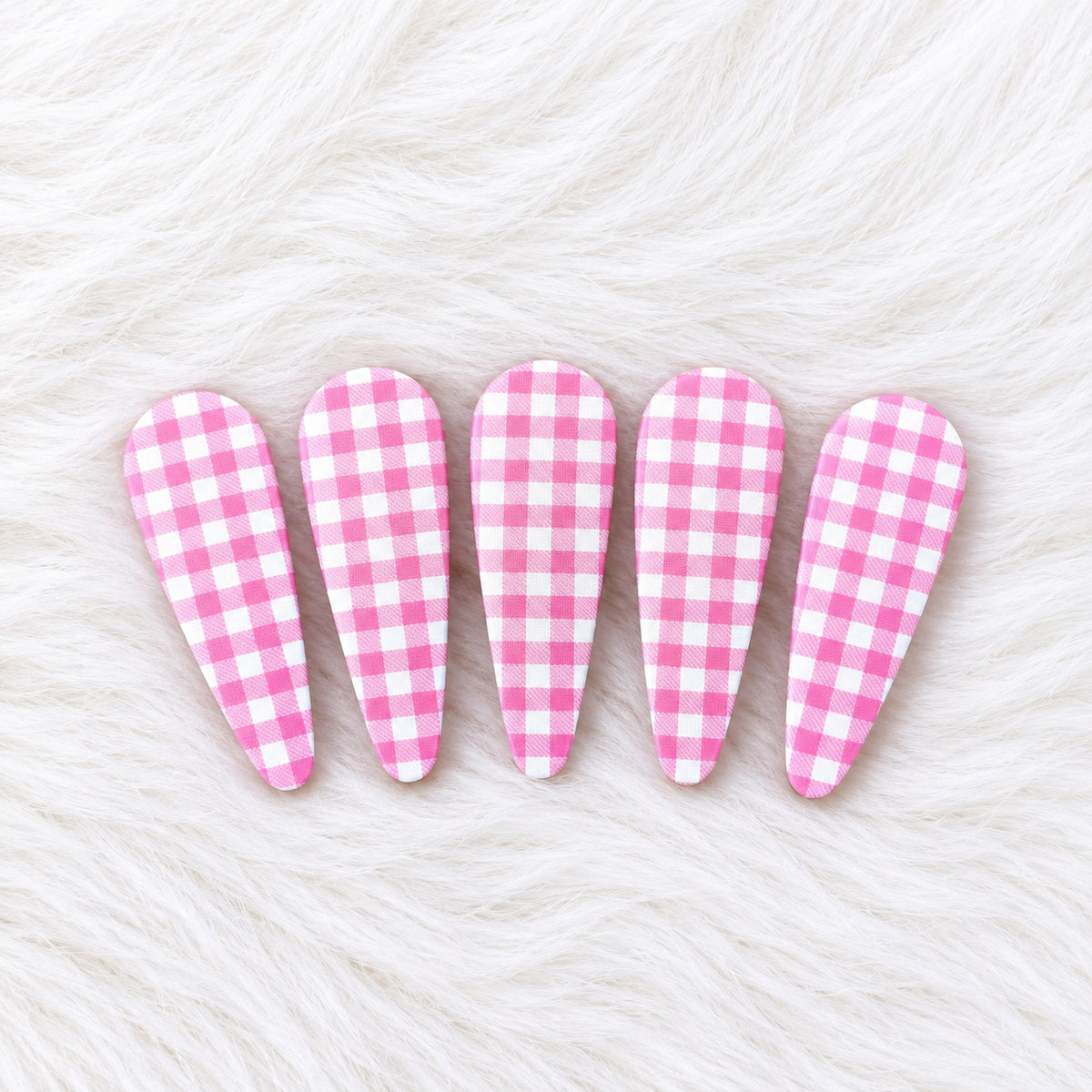 Gingham Tic Tac Hair Clips - Set of 5