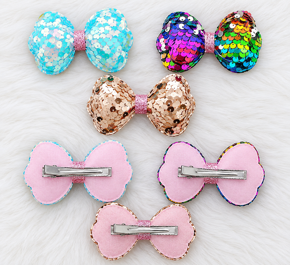 Sequin Butterfly Bow Clips