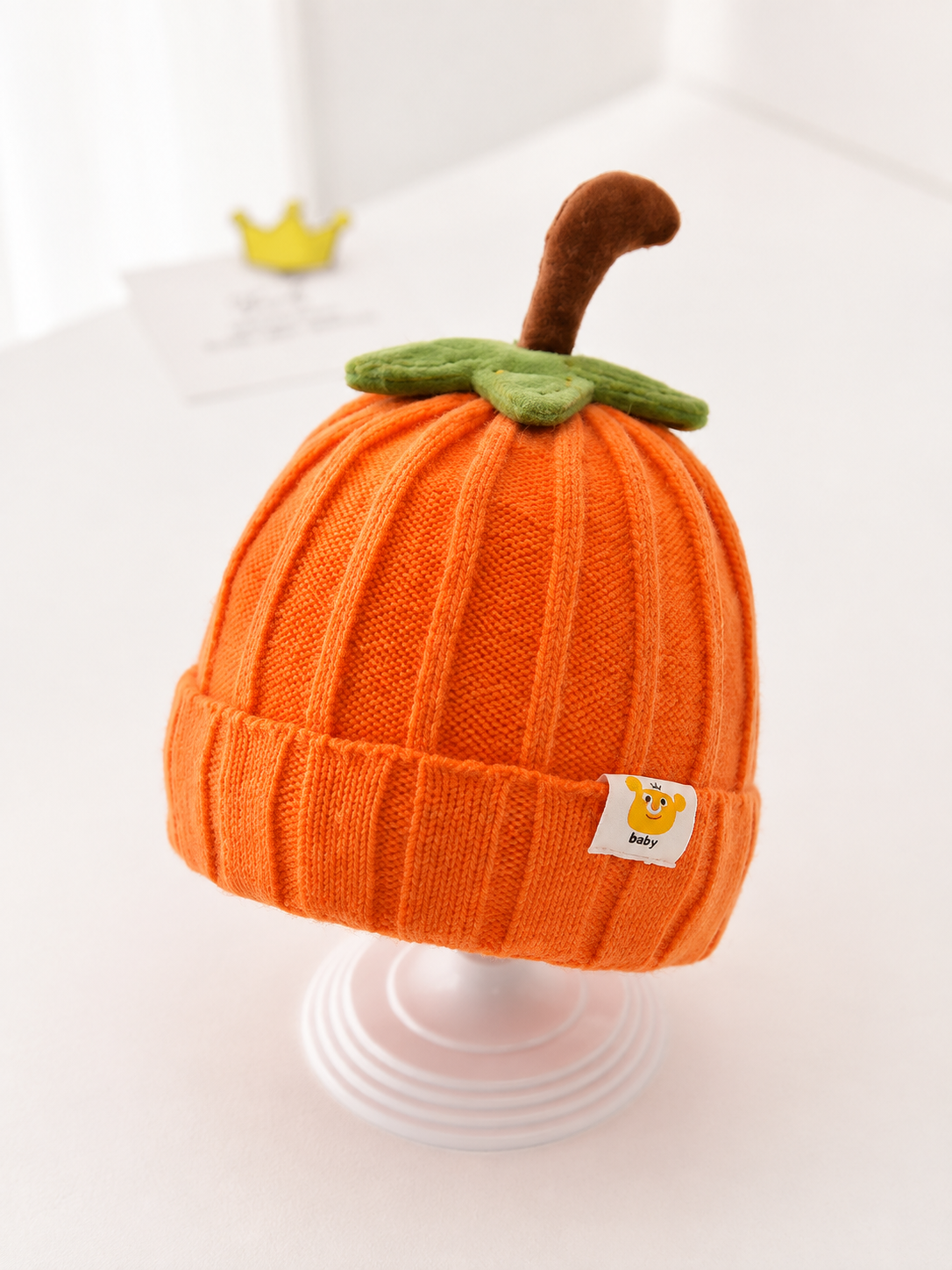 Baby Pumpkin Knit Beanie Hat - Single Piece