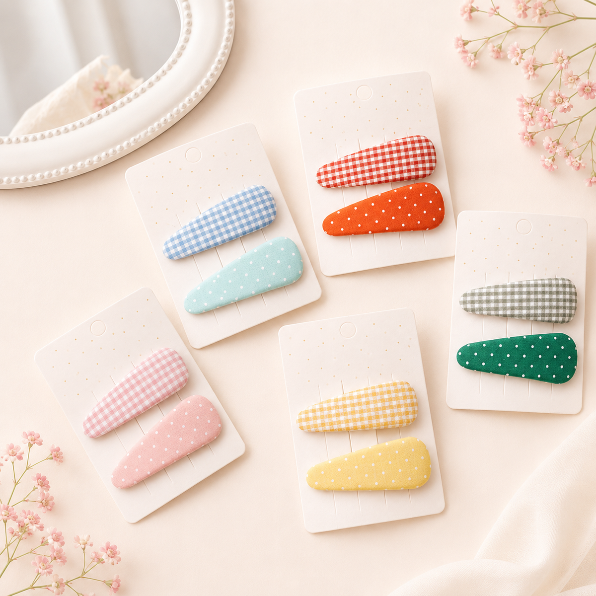 Classic Polka & Gingham Tic Tac Clips, view 2