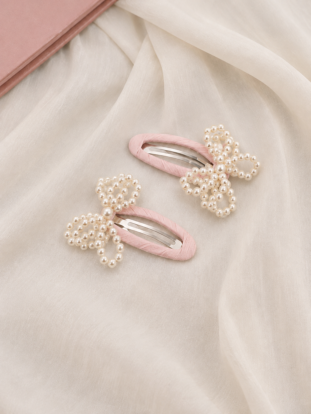Handmade Pearl Bow Clips - Single Pair, view 5