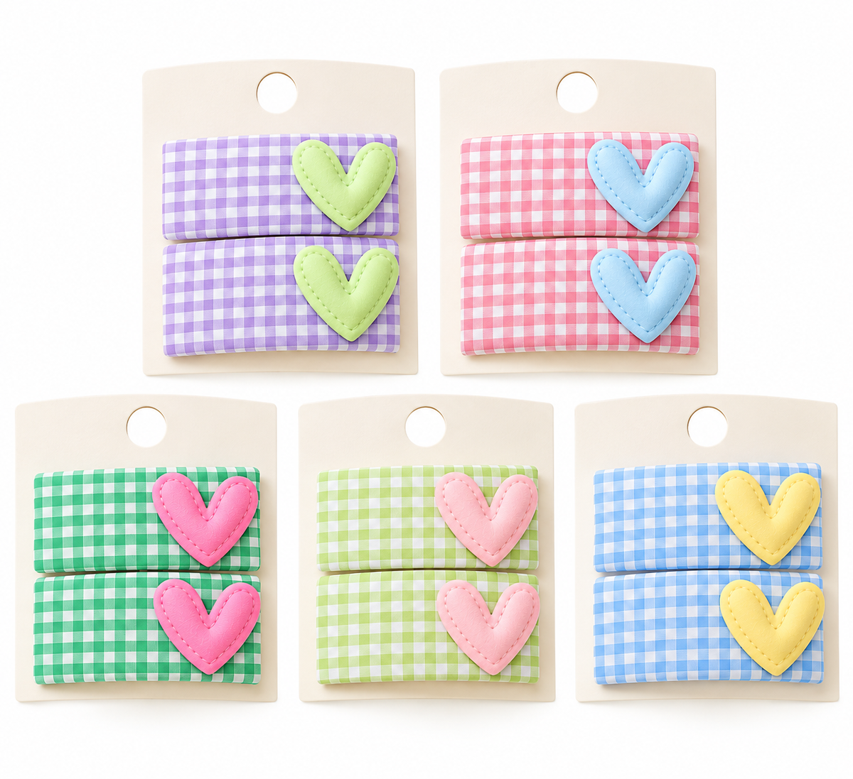 two bobby Gingham Heart Tic Tac Clips – view 2