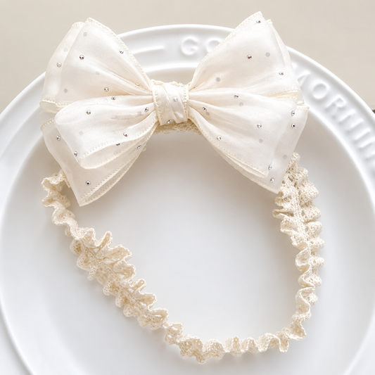 Satin Crystal Bow Baby Headband