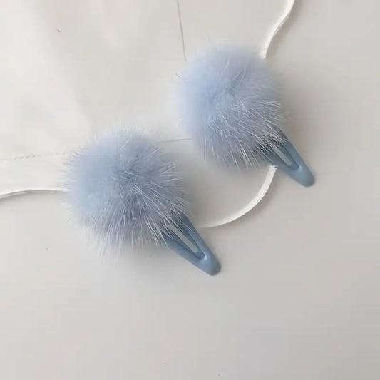 Fluffy Faux Fur Pom Pom Clips