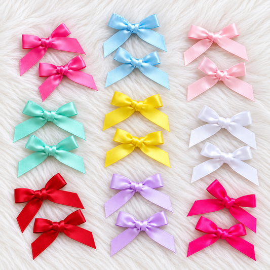 Mini Satin Bow Clips – 9 Pairs