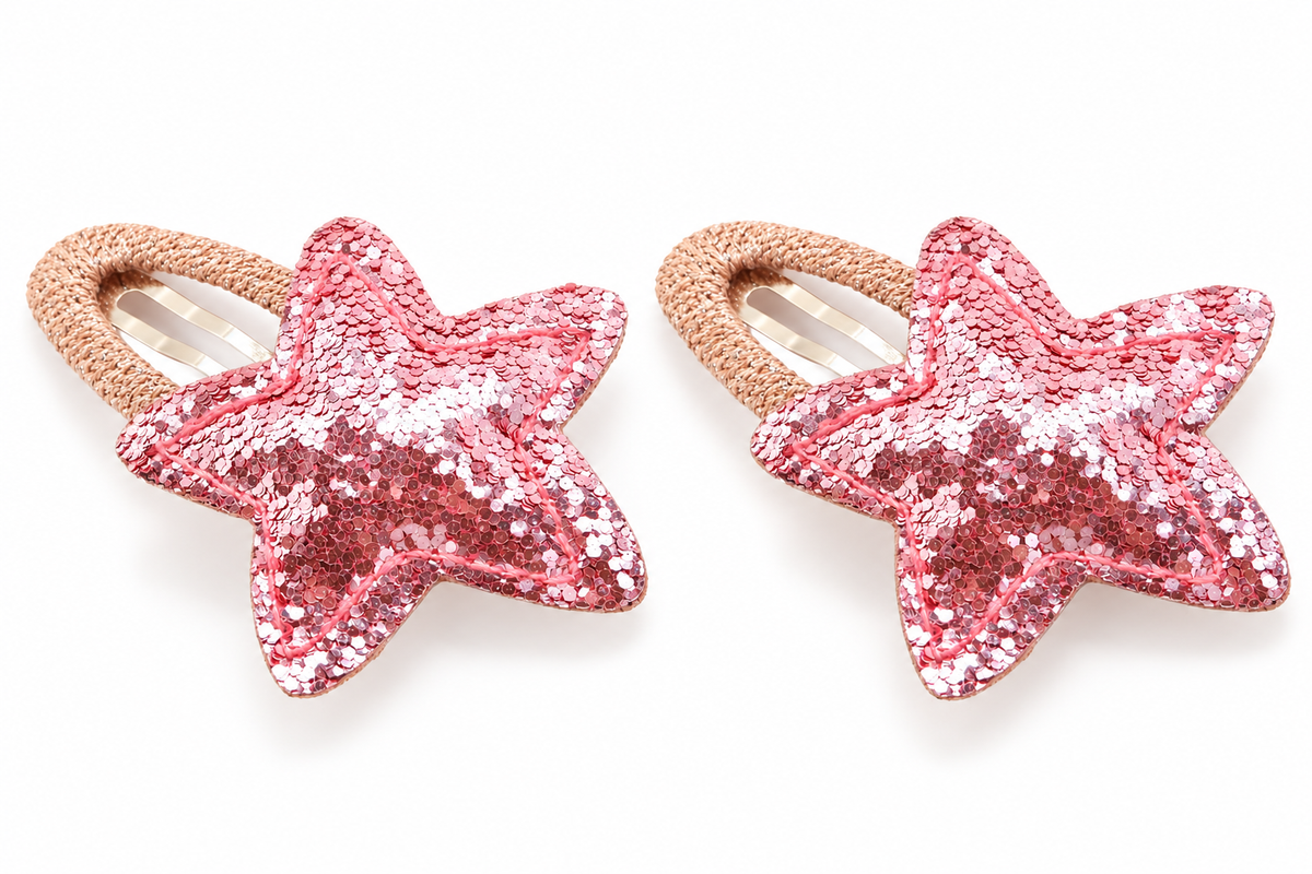 Pink Sparkle Star Tic Tac Clips