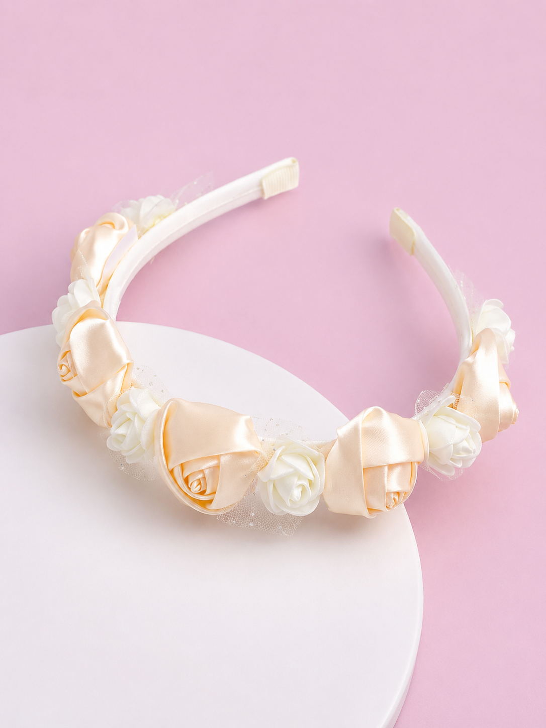 Elegant Ivory Floral Rose Headband