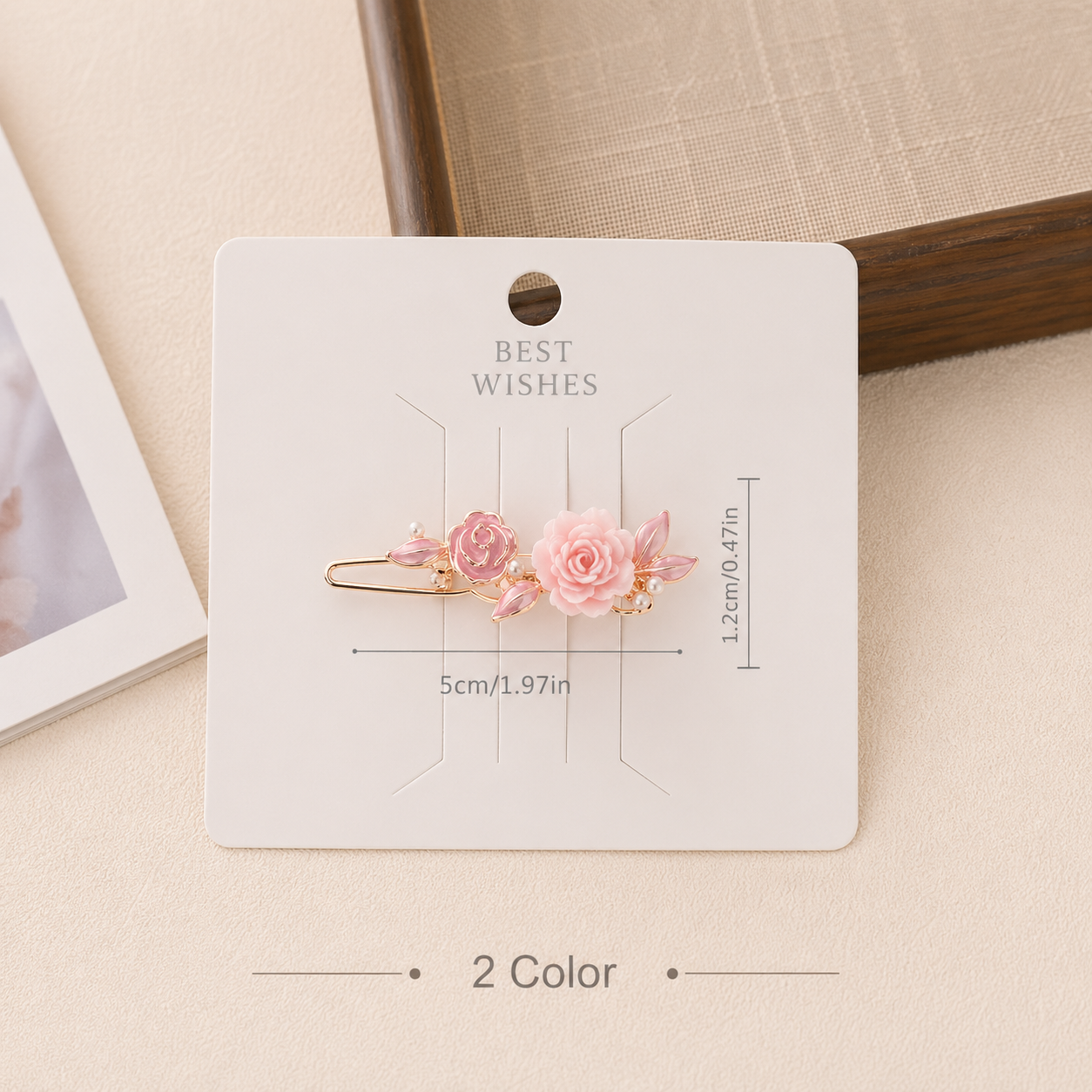 Blush Pink Enamel Rose Clip