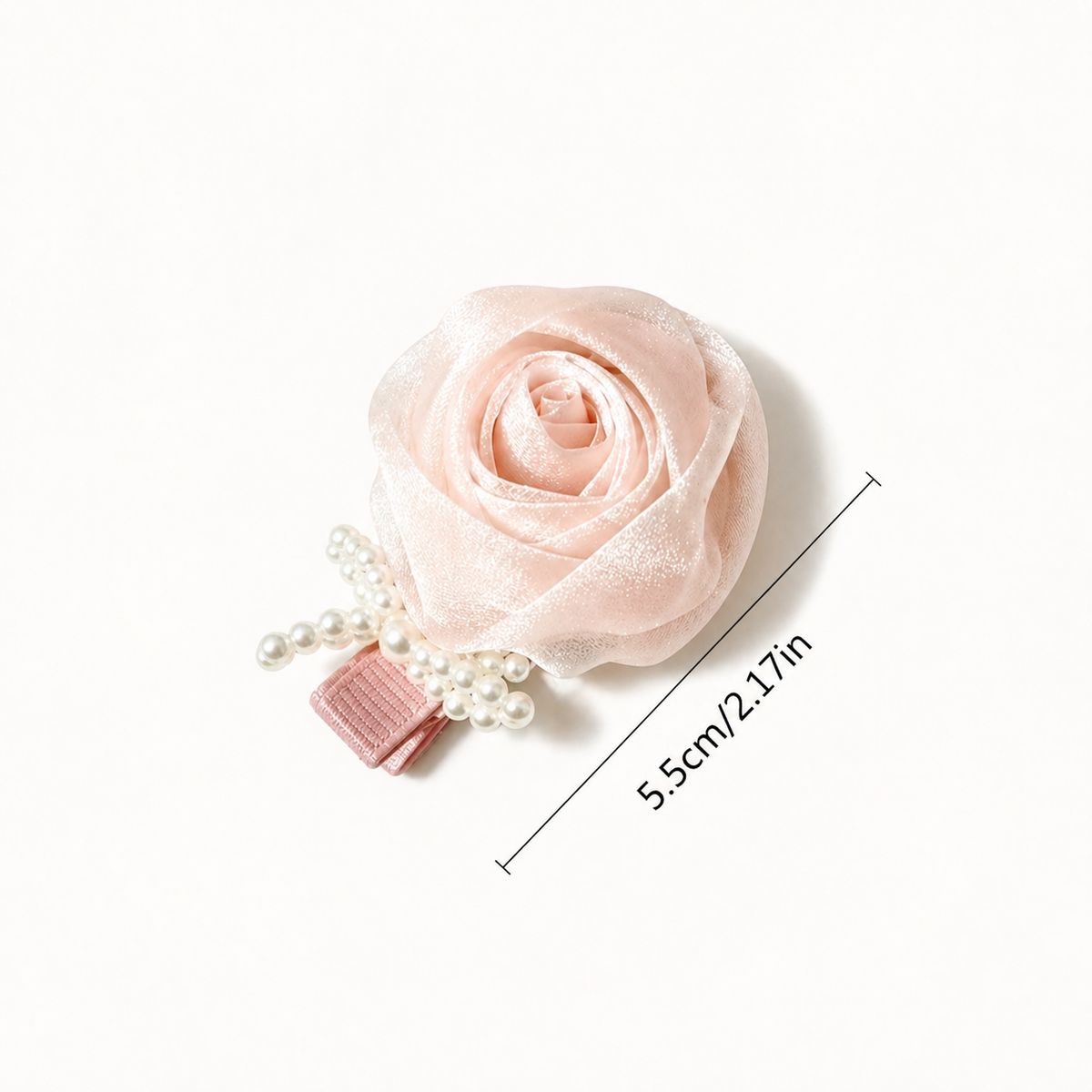 Pair of Blush pink Organza Rose Clips, view 2