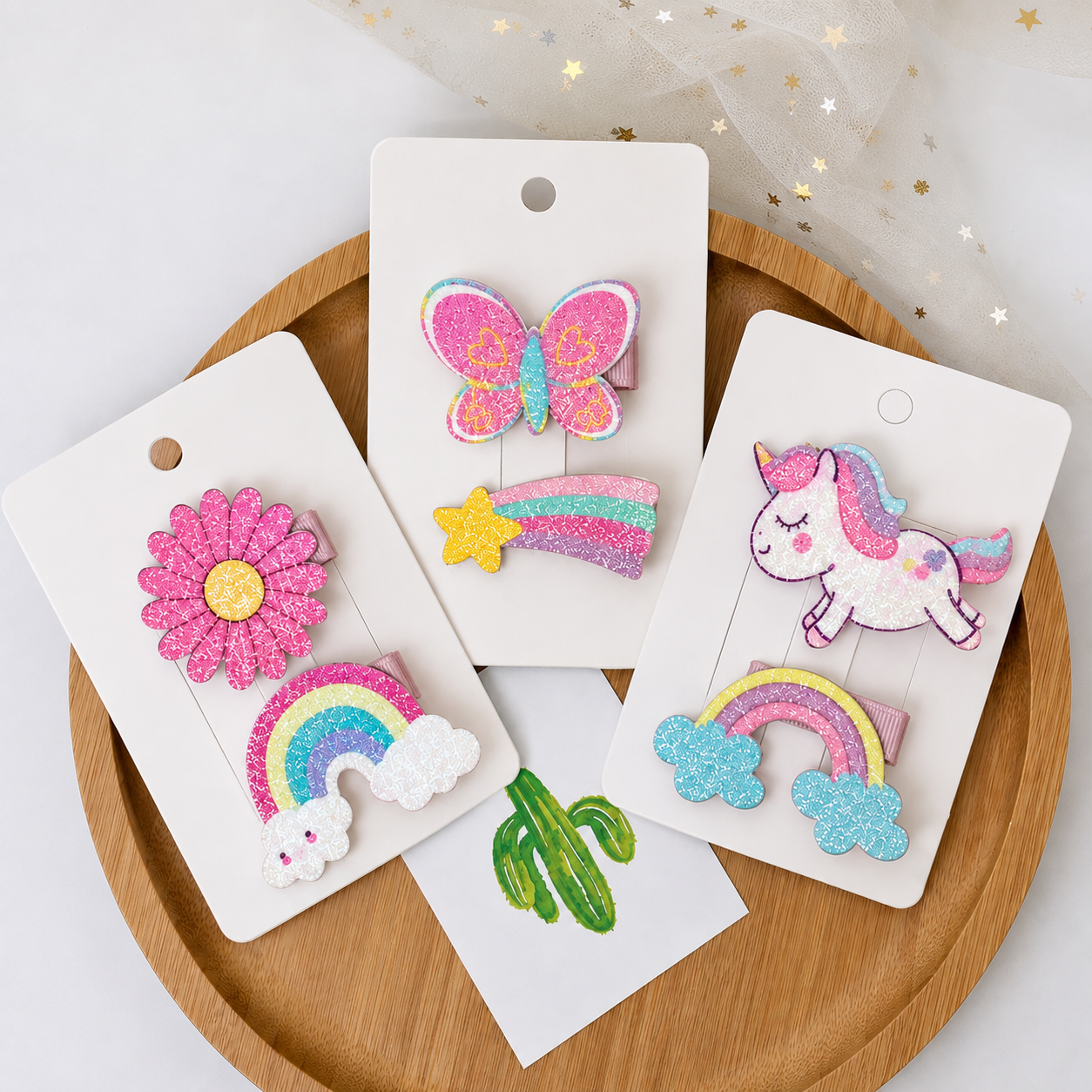 Whimsical Glitter Hair Clip Gift Set – 3 Pairs