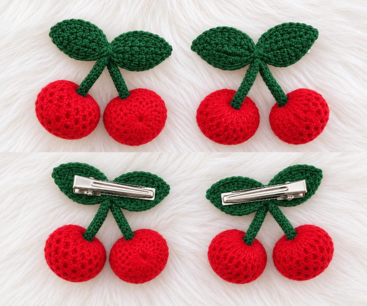Crochet Cherry Clips