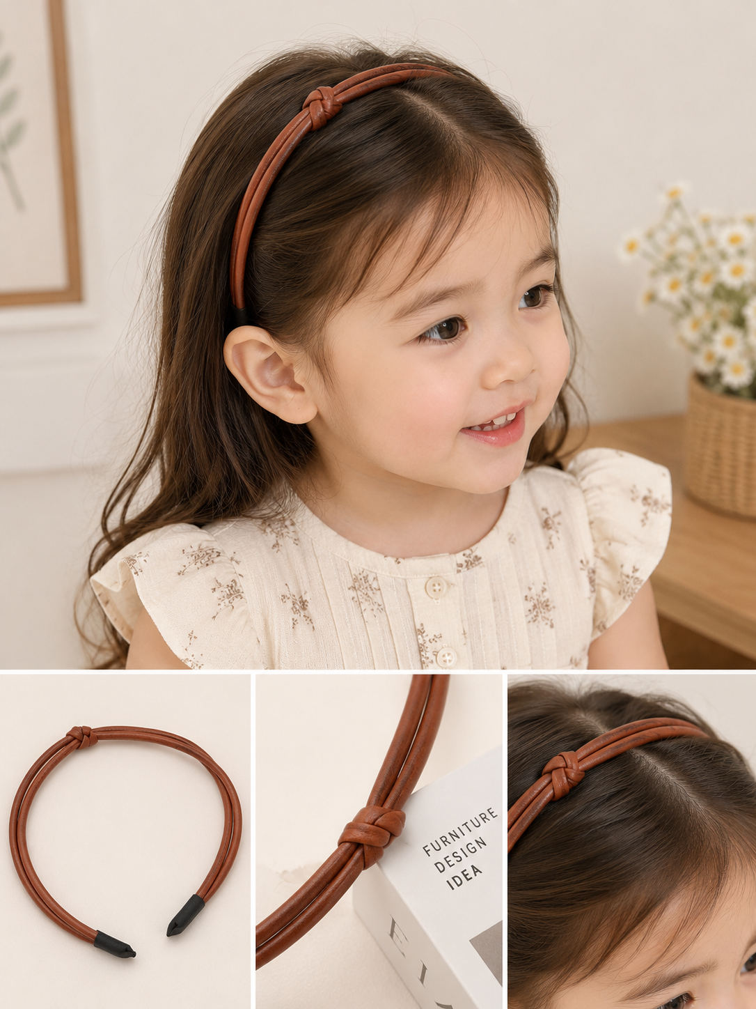 Knotted Faux Leather Headband, view 2