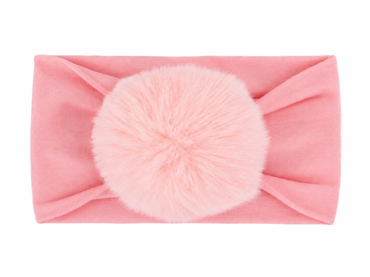 Blush Pom Pom Baby Headband, view 2