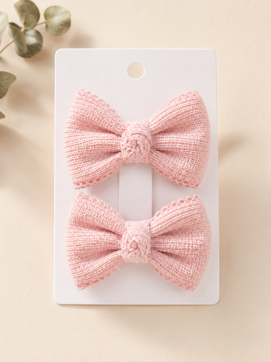 Textured Pink Bows - Set of 4 Clips