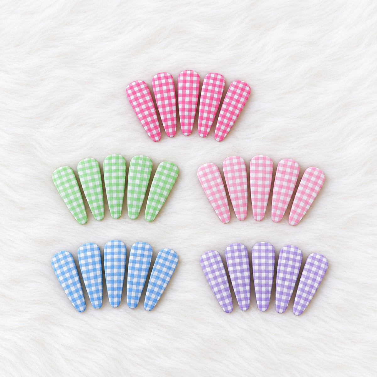 two bobby Gingham Tic Tac Hair Clips - Set of 5