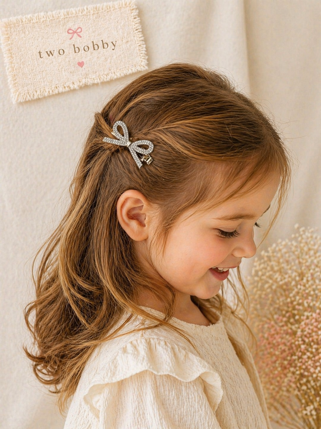 Silver Rhinestone Bow Hairpin