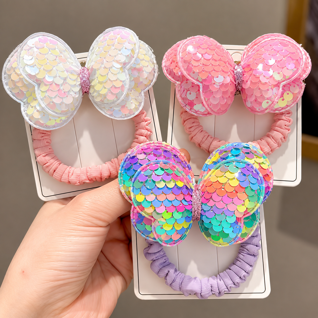 Sequin Butterfly Bow Hair Tie - Single Piece, view 4