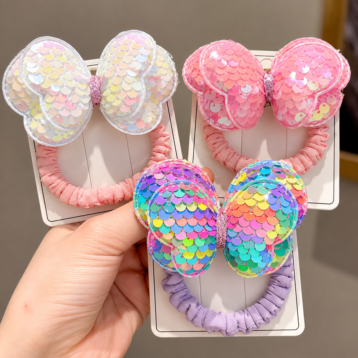 Sequin Butterfly Bow Hair Tie - Single Piece