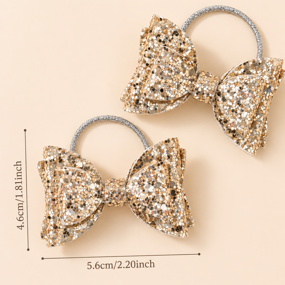 Glitter Bow Hair Ties - One Pair