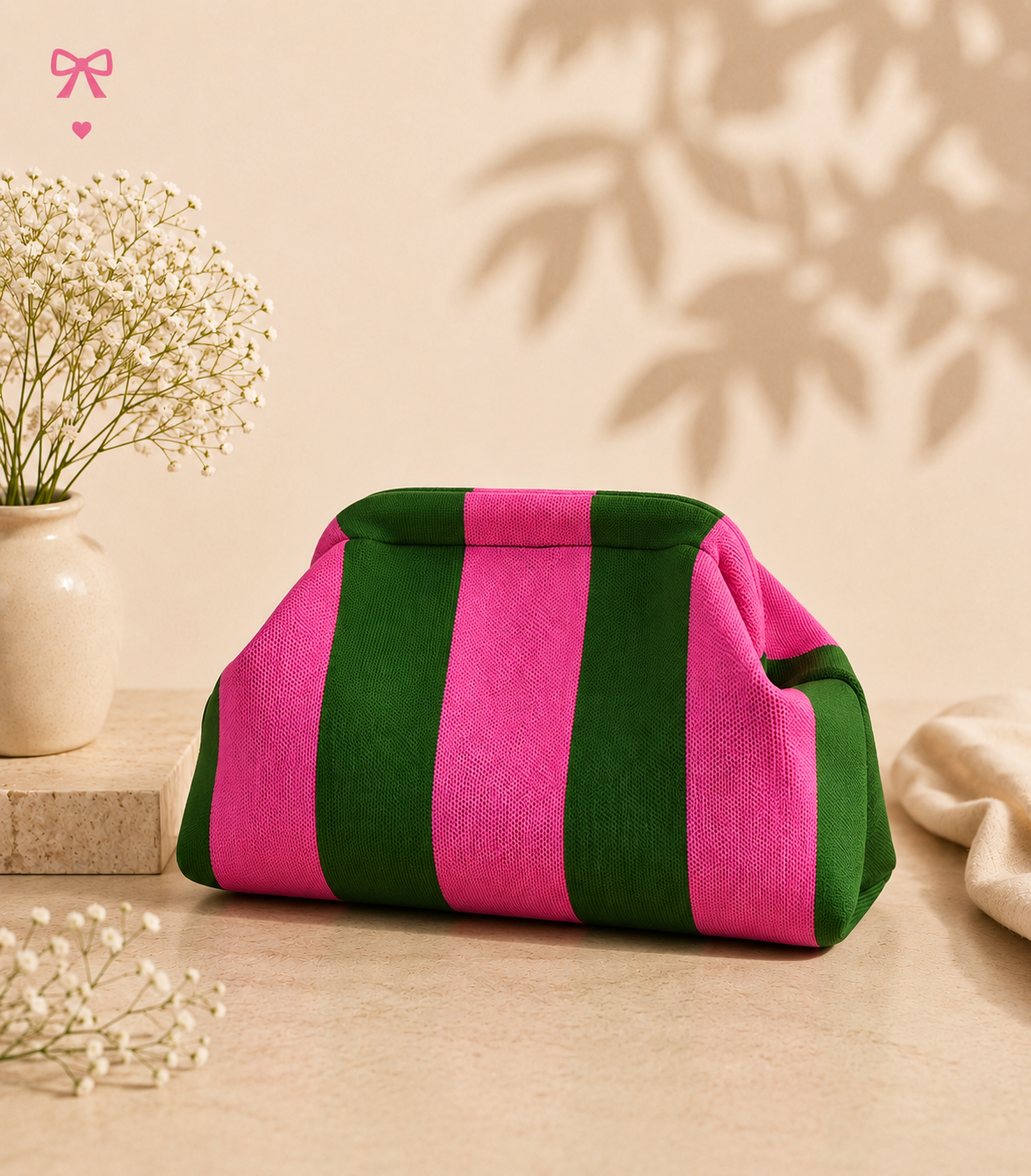 Berry Matcha Striped Clutch