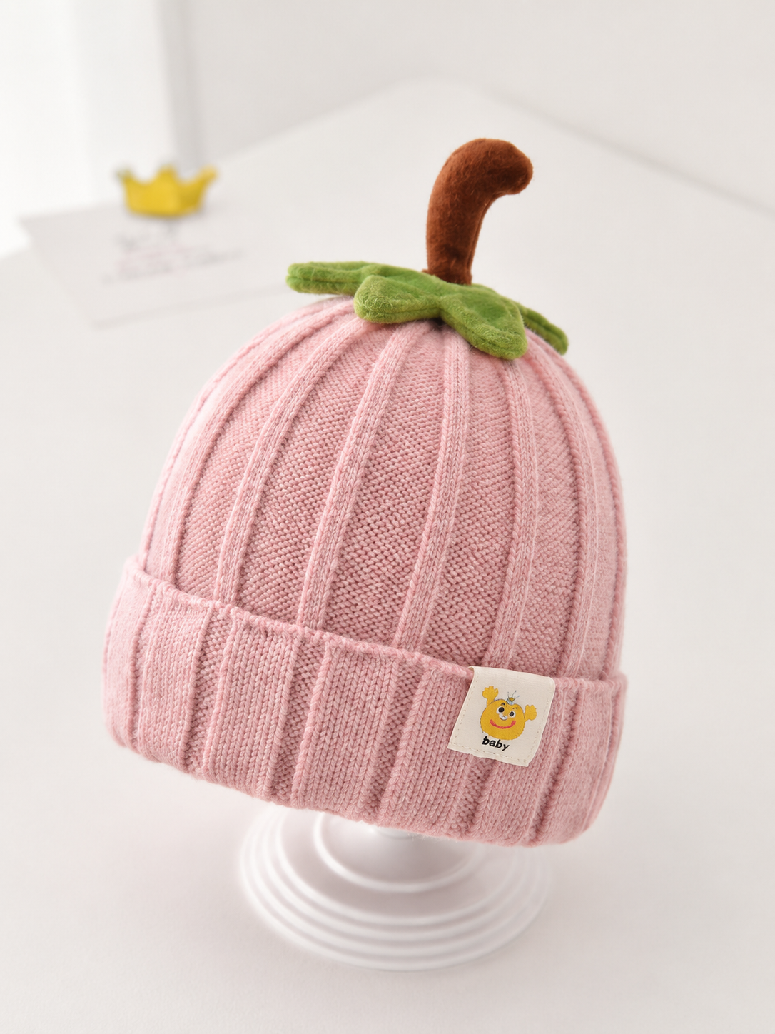 Baby Pumpkin Knit Beanie Hat - Single Piece