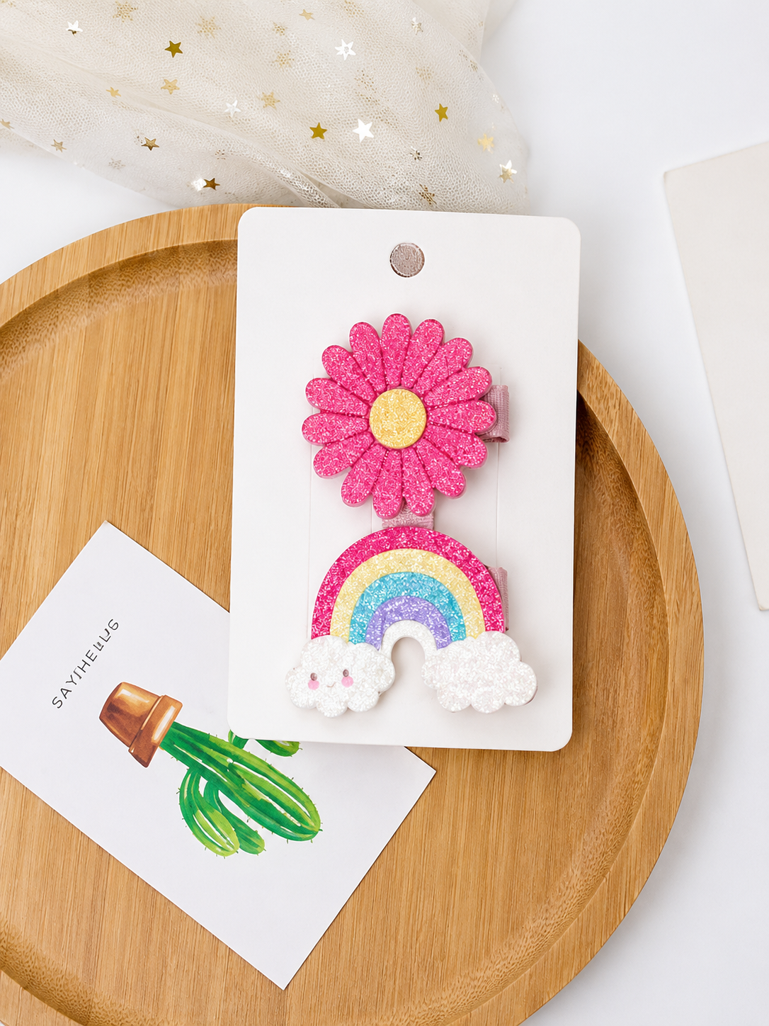 Whimsical Glitter Hair Clip Gift Set – 3 Pairs
