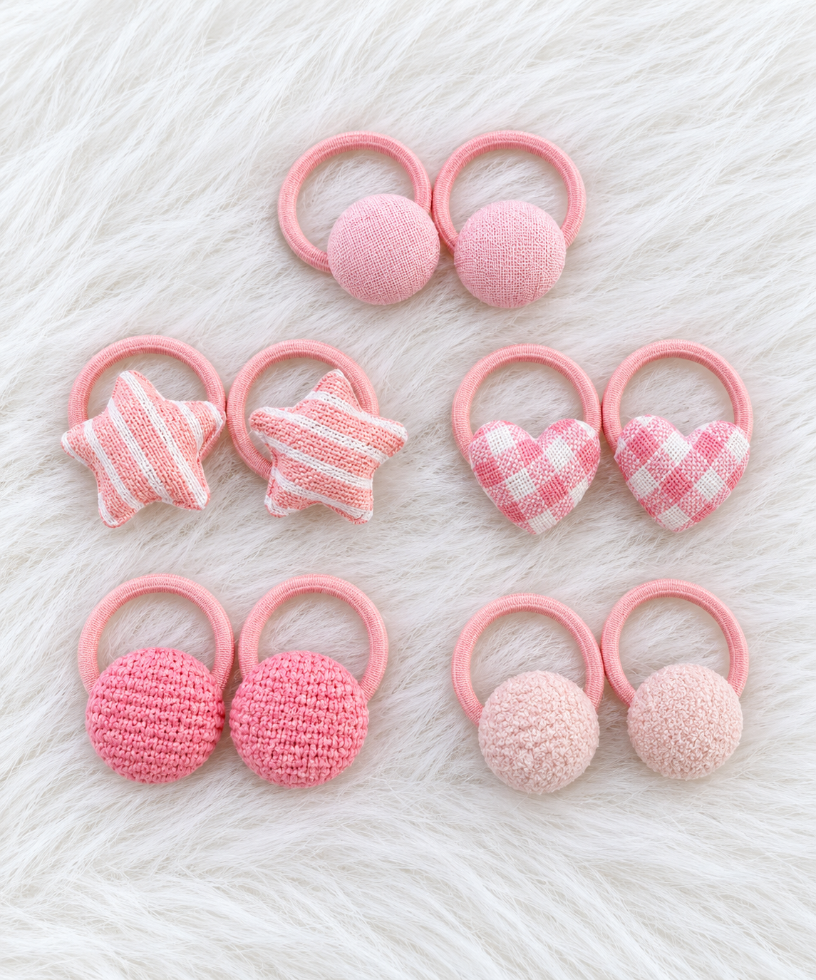 Pastel Pink Hair Tie Set – 5 Pairs