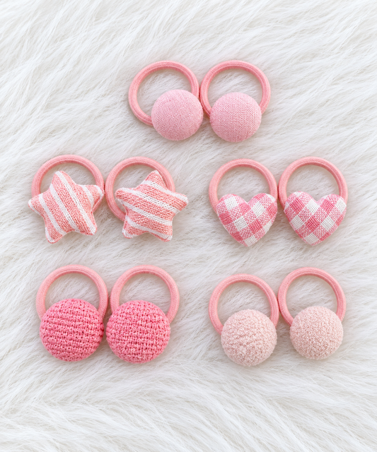 Pastel Pink Hair Tie Set – 5 Pairs