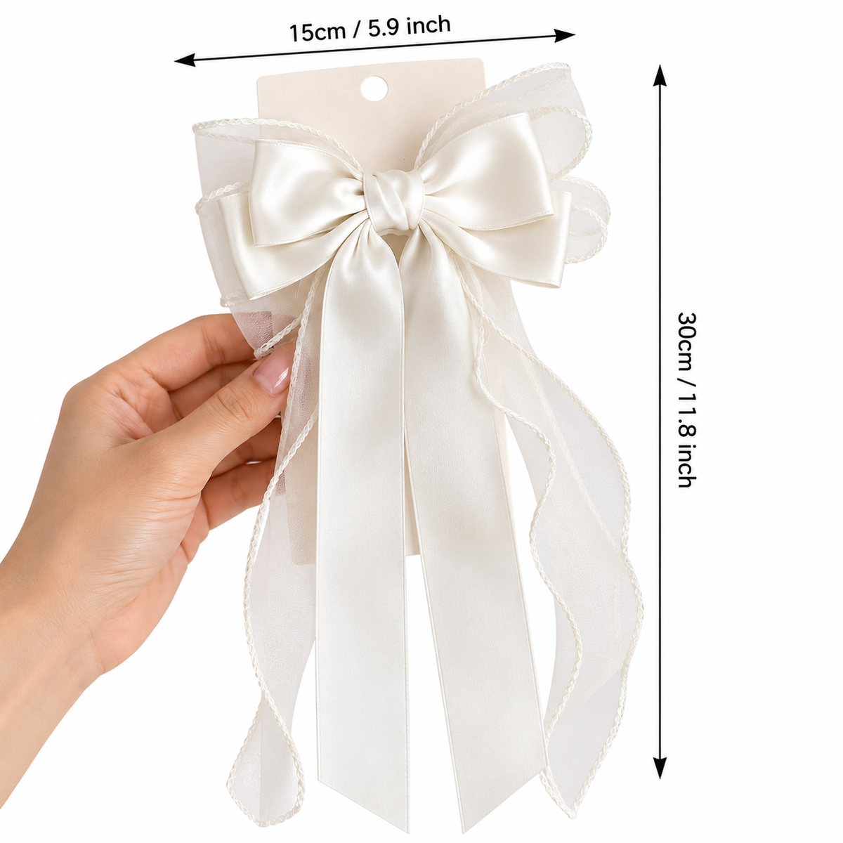 Ivory Satin Organza Bow