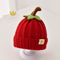 Baby Pumpkin Knit Beanie Hat - Single Piece in Red