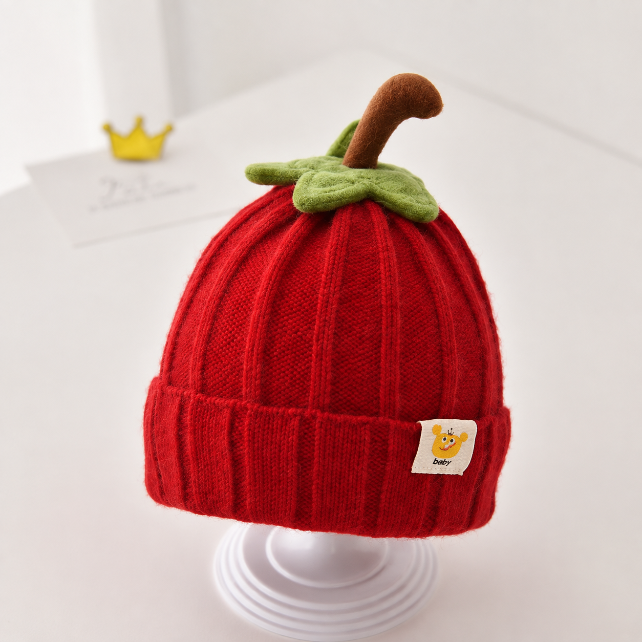 Baby Pumpkin Knit Beanie Hat - Single Piece
