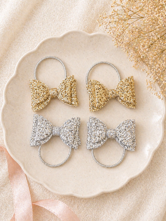 Glitter Bow Hair Tie Set