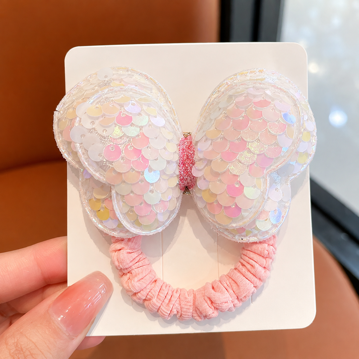 Sequin Butterfly Bow Hair Tie - Single Piece