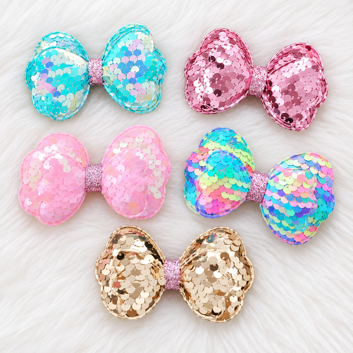 Sequin Butterfly Bow Clips