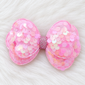 Sequin Butterfly Bow Clips in Blush Pink