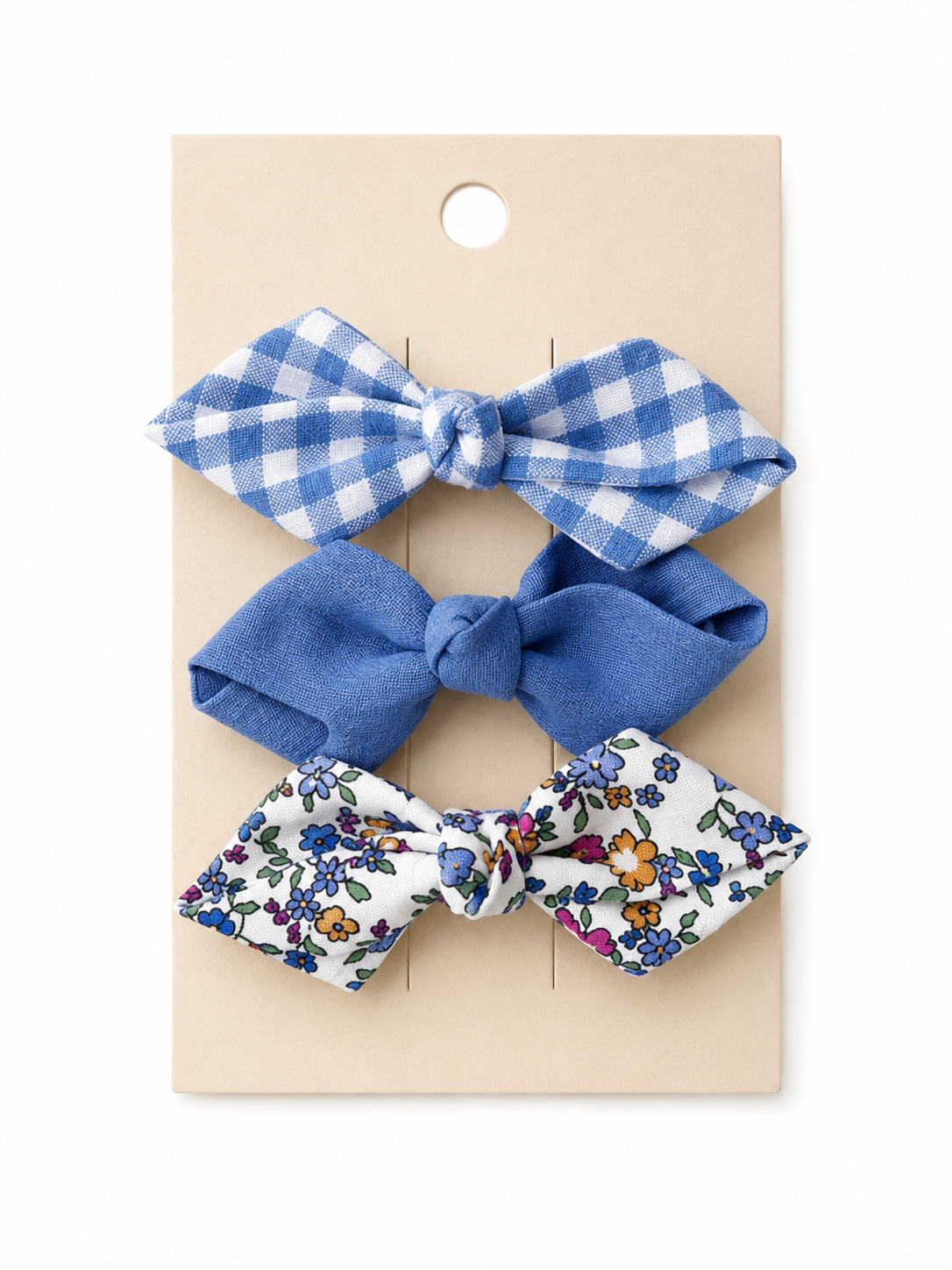 Gingham & Floral Bow Clip Set