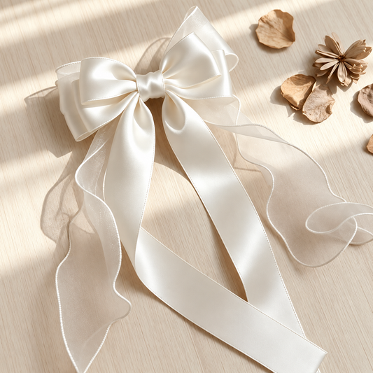 Ivory Satin Organza Bow